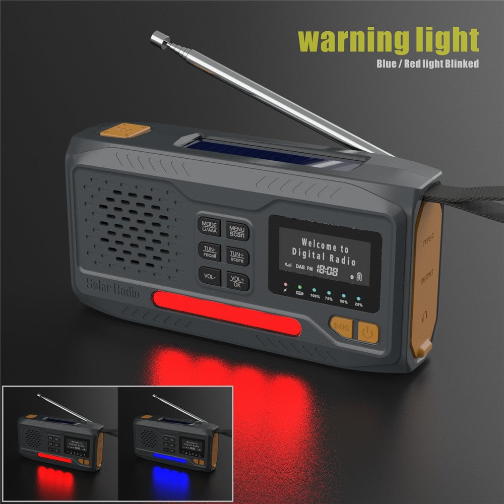 WR-6B Outdoor DAB Radio Speaker Power Bank Solar Powered Hand Crank Emergency Radio