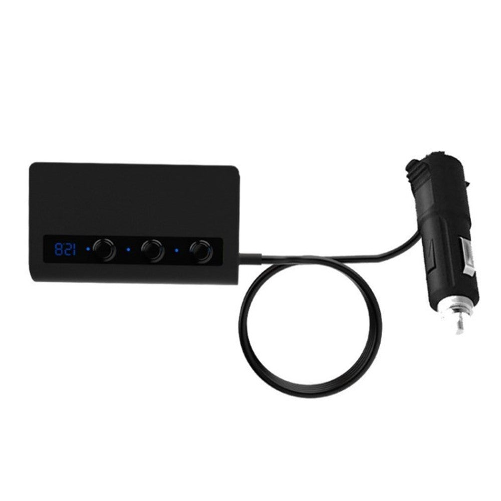 180W Car Charger 3 Cigarette Lighter Sockets 4 USB Ports QC3.0 Phone Fast Charging Adapter