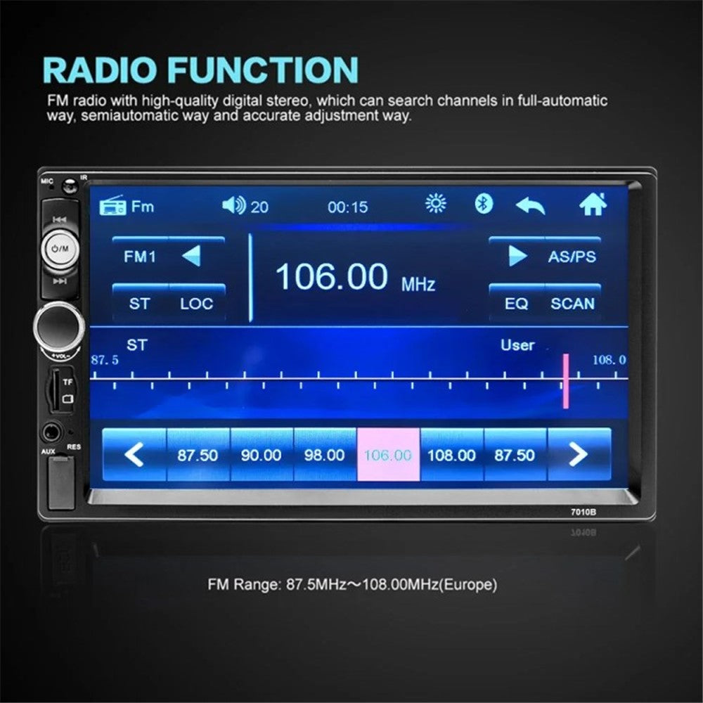 F7023C 2 Din 7 Inch Touch Screen Car Player FM Radio Bluetooth-compatible Stereo Auto MP5 Player