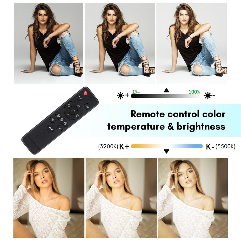 Tabletop Photography LED Lighting Kit with Durable 150W Light Bulb Dimmable 3200K-5500K + E27 Lamp Socket + Desktop Stand + Remote Control for Home Studio Photography