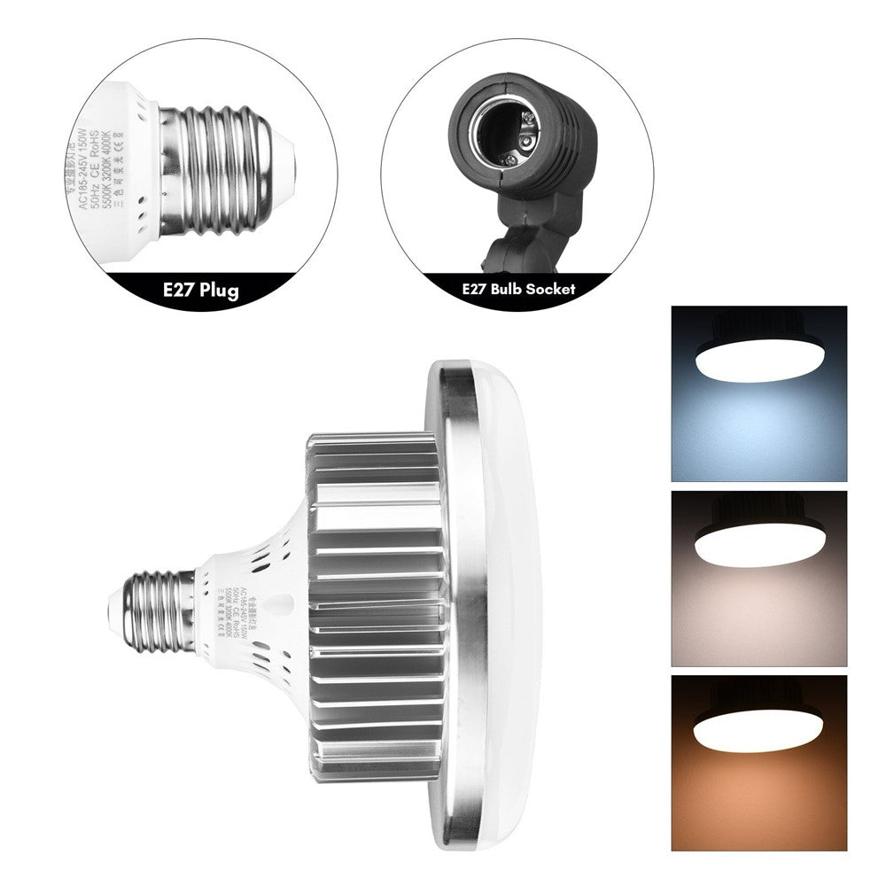 Tabletop Photography LED Lighting Kit with Durable 150W Light Bulb Dimmable 3200K-5500K + E27 Lamp Socket + Desktop Stand + Remote Control for Home Studio Photography