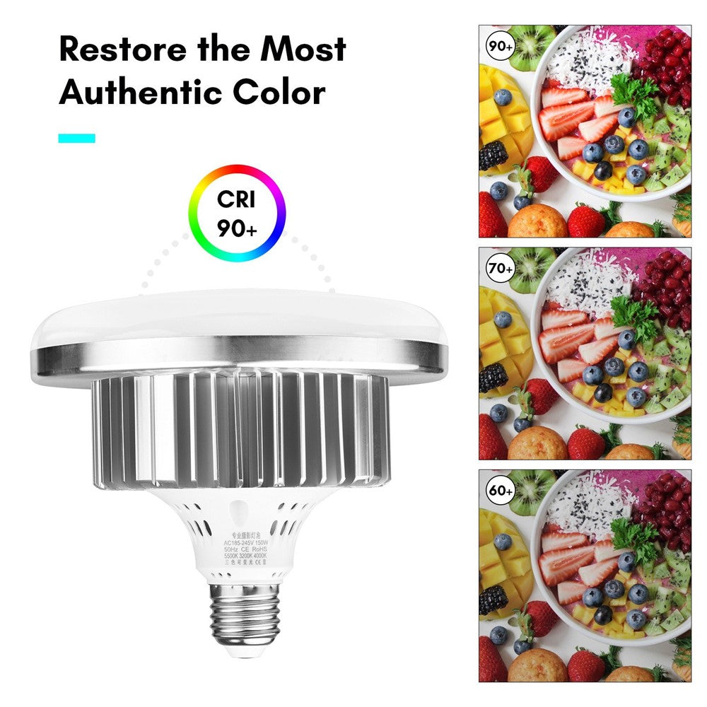Tabletop Photography LED Lighting Kit with Durable 150W Light Bulb Dimmable 3200K-5500K + E27 Lamp Socket + Desktop Stand + Remote Control for Home Studio Photography