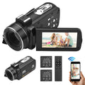 4K Digital Camera Night Vision 3 inch Touch Screen 56MP WiFi DV Camcorder with 2 Batteries + Remote Control