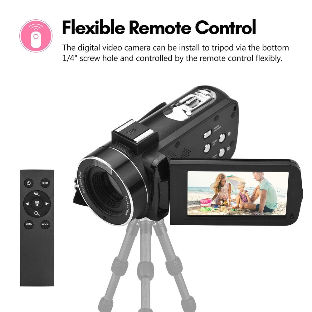 4K Digital Camera Night Vision 3 inch Touch Screen 56MP WiFi DV Camcorder with 2 Batteries + Remote Control